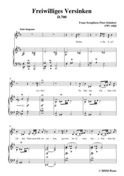 Schubert-Freiwilliges Versinken(Voluntary Oblivion),D.700,in e minor,for Voice&Piano image number null
