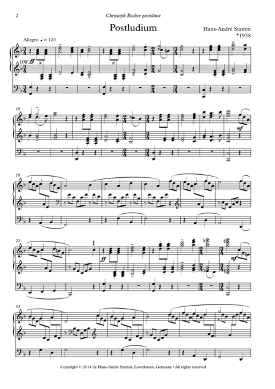 Postludium for organ Organ Solo scores gallery preview page 2