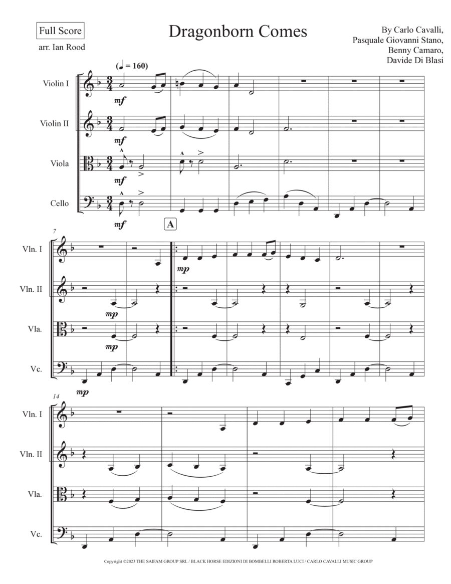 Dragonborn Comes String Quartet scores gallery preview page 1
