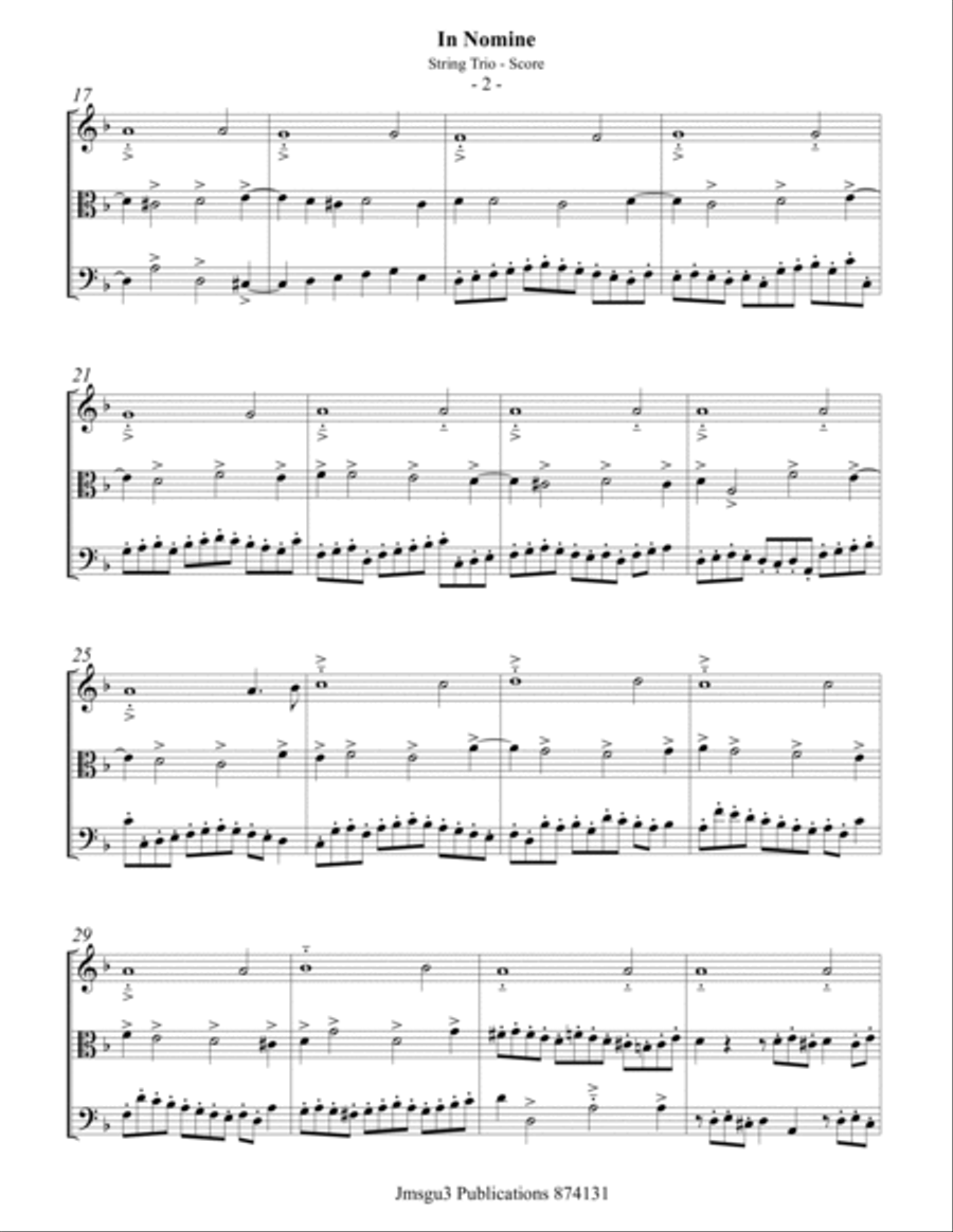 Bull: In Nomine for String Trio String Trio scores gallery preview page 2