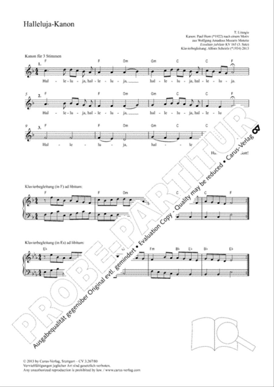 Halleluja-Kanon 3-Part scores gallery preview page 2