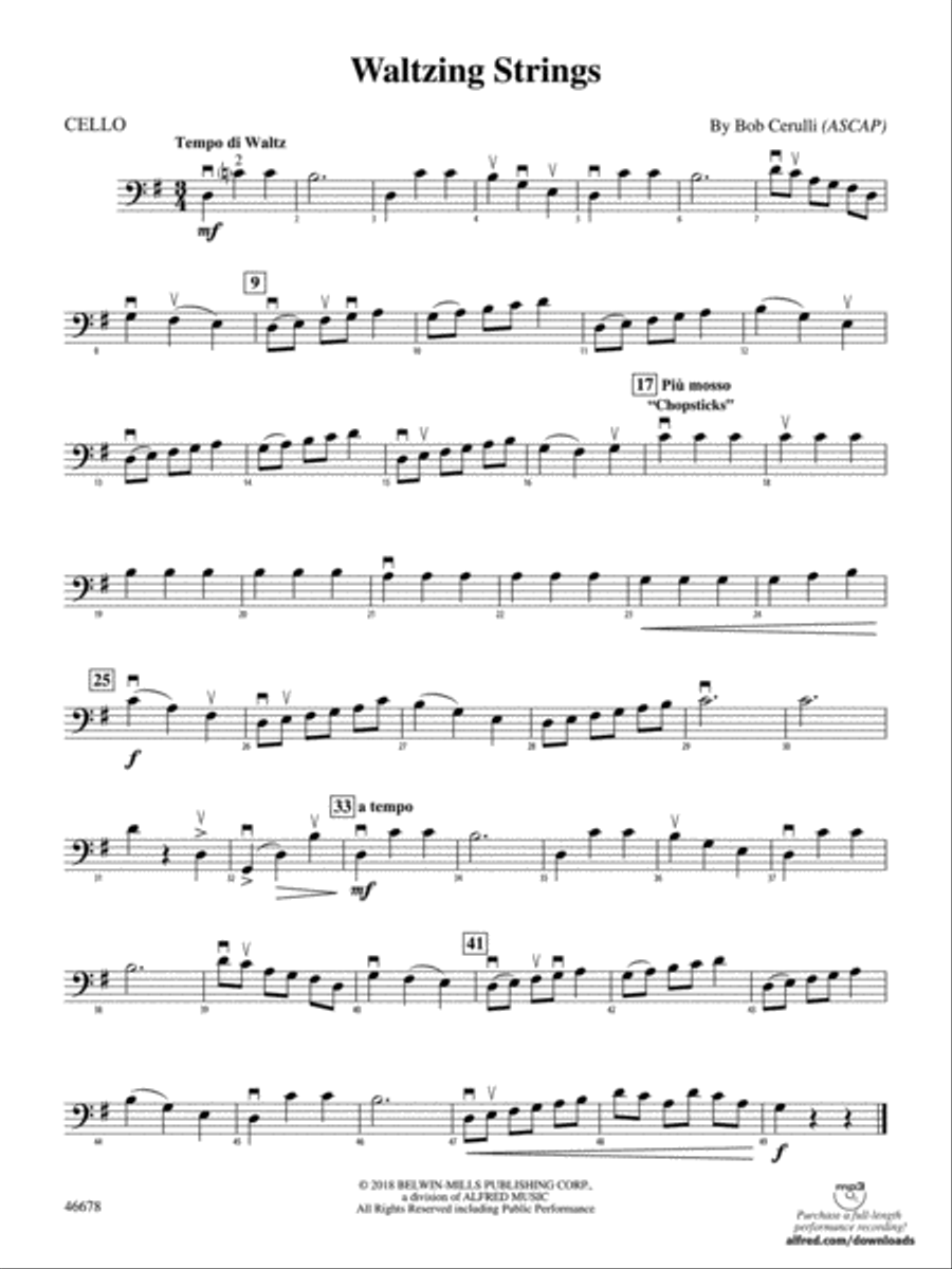 Waltzing Strings: Cello Waltzing Strings: Cello String Orchestra scores gallery preview page 1