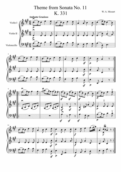 Theme from Sonata No. 11 (two violins and cello)