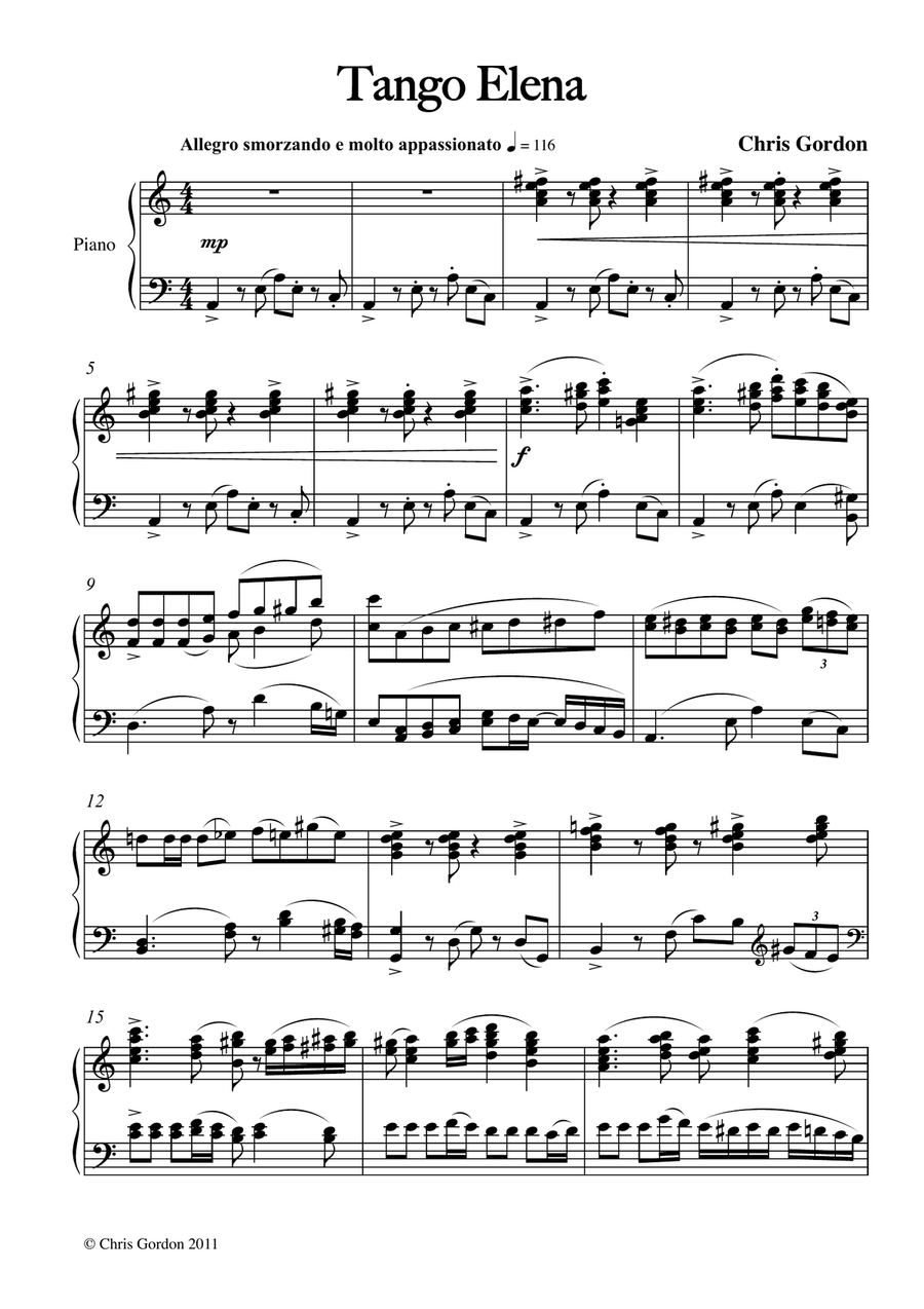 Tango Elena Piano Solo scores gallery preview page 3