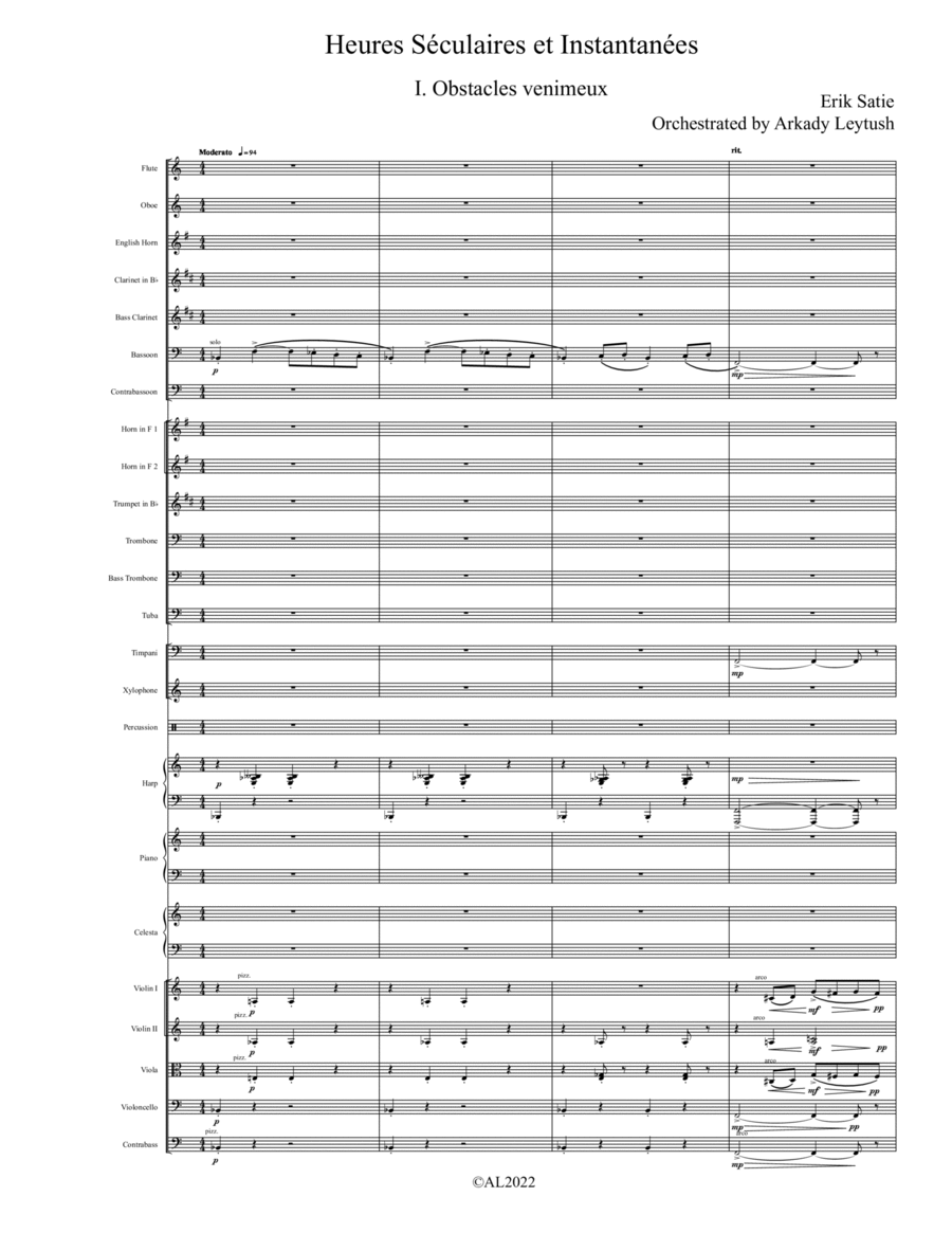 E. Satie – Heures Séculaires et Instantanées, 1914 Full Orchestra scores gallery preview page 1