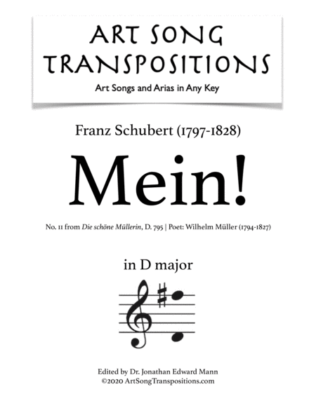 SCHUBERT: Mein! D. 795 no. 11 (transposed to D major)