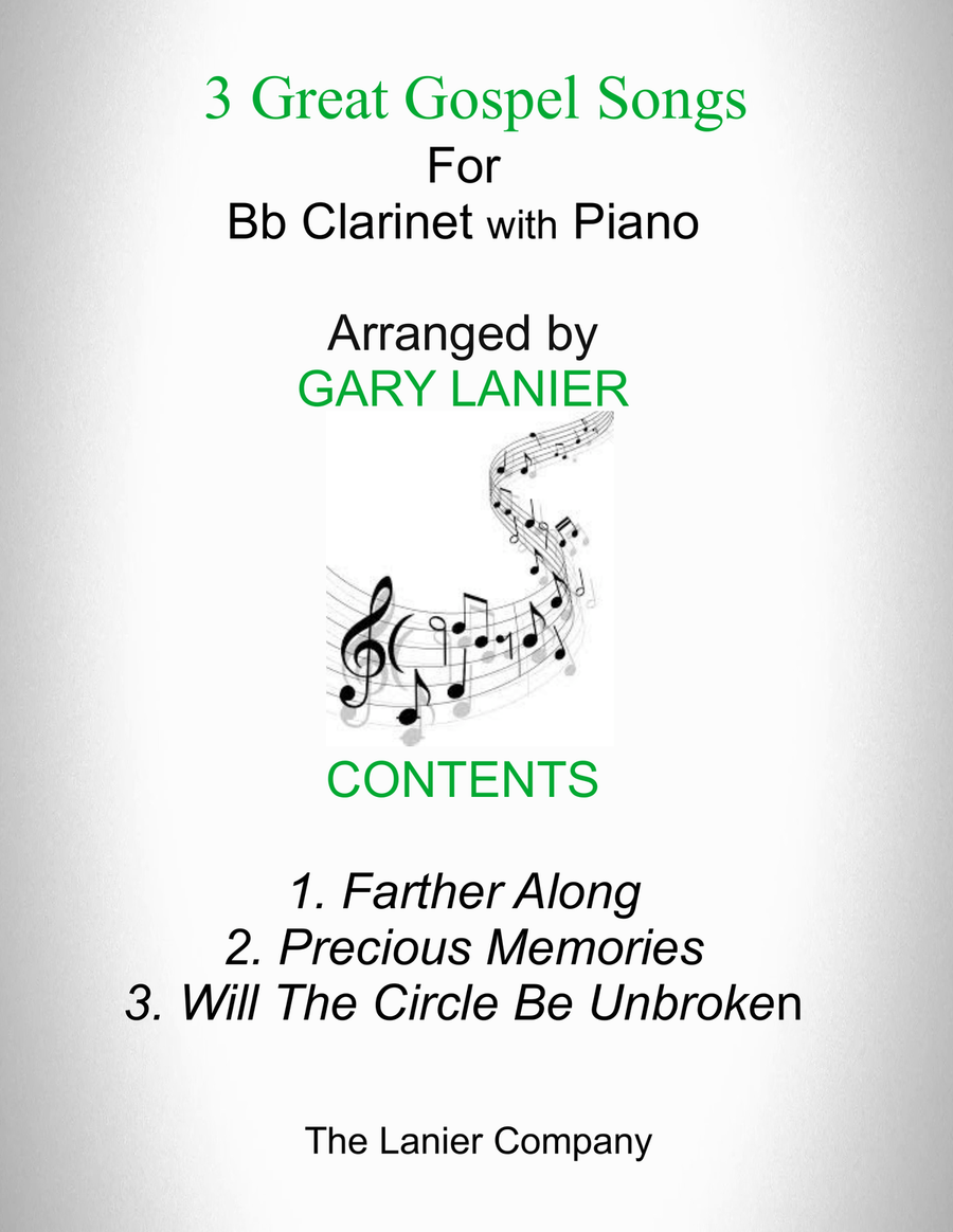 3 GREAT GOSPEL SONGS (for Bb Clarinet with Piano - Instrument Part included) B-Flat Clarinet scores gallery preview page 1