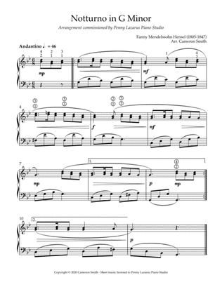 Notturno in G Minor - Level 4 piano arrangement