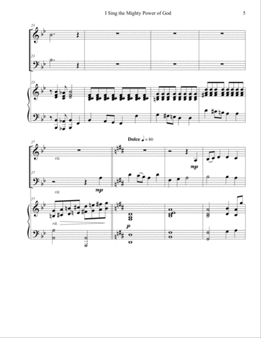 I Sing the Mighty Power of God - Violin/Cello Duet Piano Trio scores gallery preview page 5