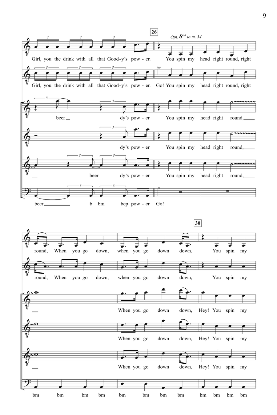 Right Round (arr. Deke Sharon) TTBB scores gallery preview page 7