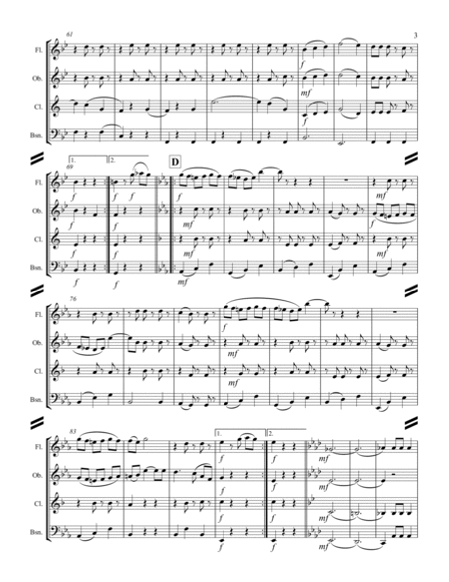 The Blue Danube (for Woodwind Quartet) Woodwind Quartet scores gallery preview page 4