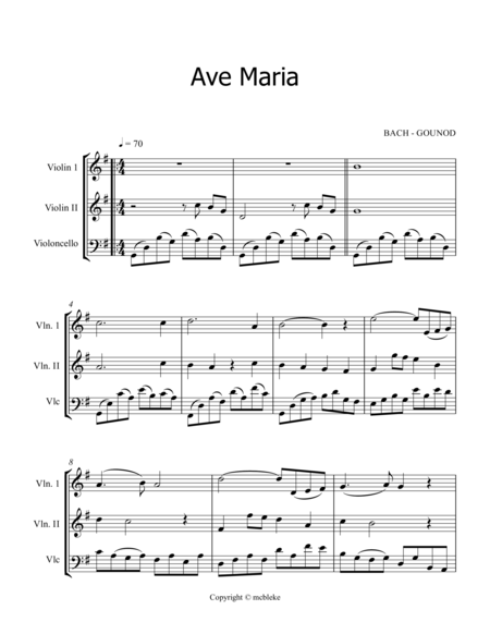 AVE MARIA - BACH/GOUNOD ( string trio - 2 violins and cello )