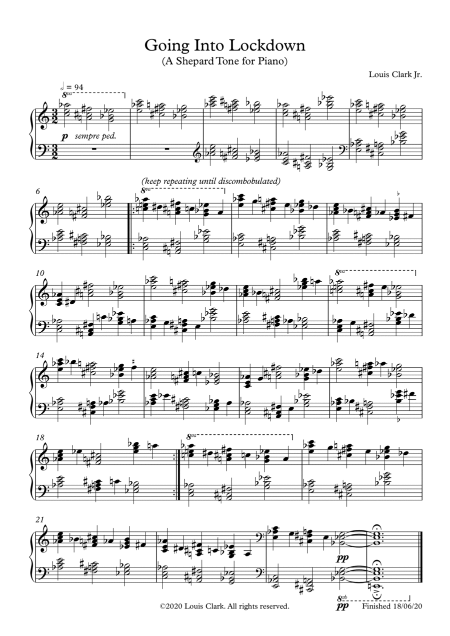 Going Into Lockdown (A Shepard Tone for Piano) Piano Solo scores gallery preview page 1