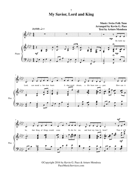 My Savior, Lord and King - vocal solo arrangement with piano accompaniment image number null