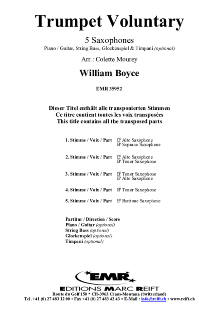 Trumpet Voluntary Saxophone Ensemble scores gallery preview page 2