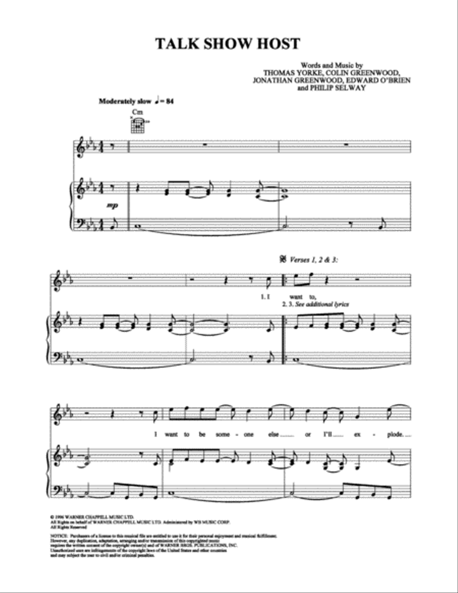 Talk Show Host Piano, Vocal, Guitar scores gallery preview page 1