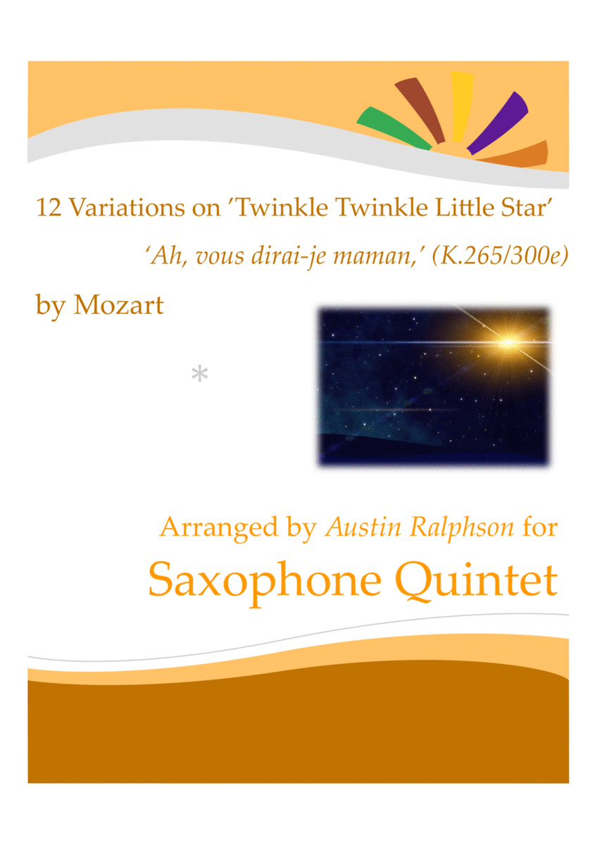 12 Variations on ’Twinkle Twinkle Little Star’ "Ah, vous dirai-je maman" (K.265/300e) - sax quintet image number null