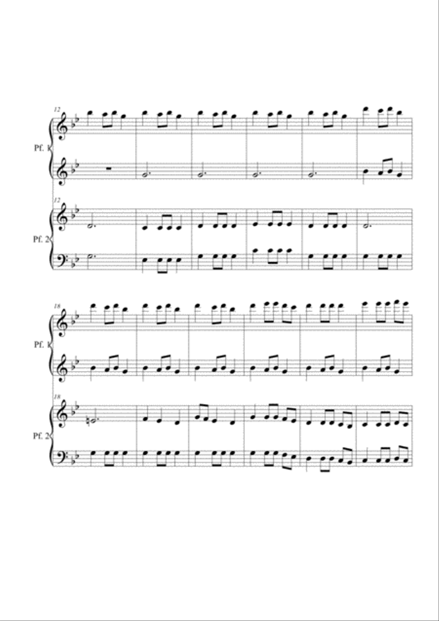 Carol of the bells. Piano 4 hands Easy Piano scores gallery preview page 2