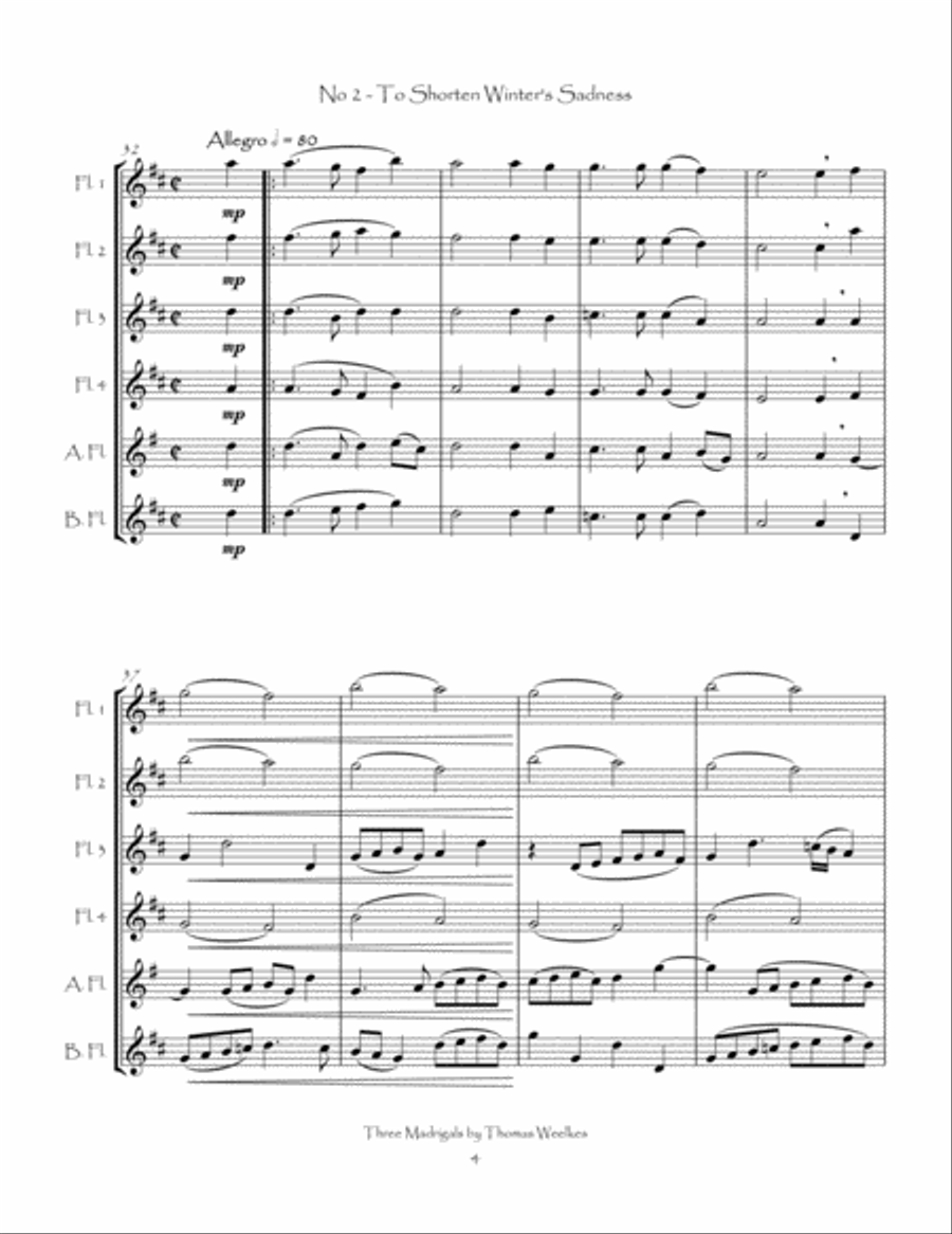 Three Weelkes Madrigals for Flute Choir Flute Choir scores gallery preview page 6