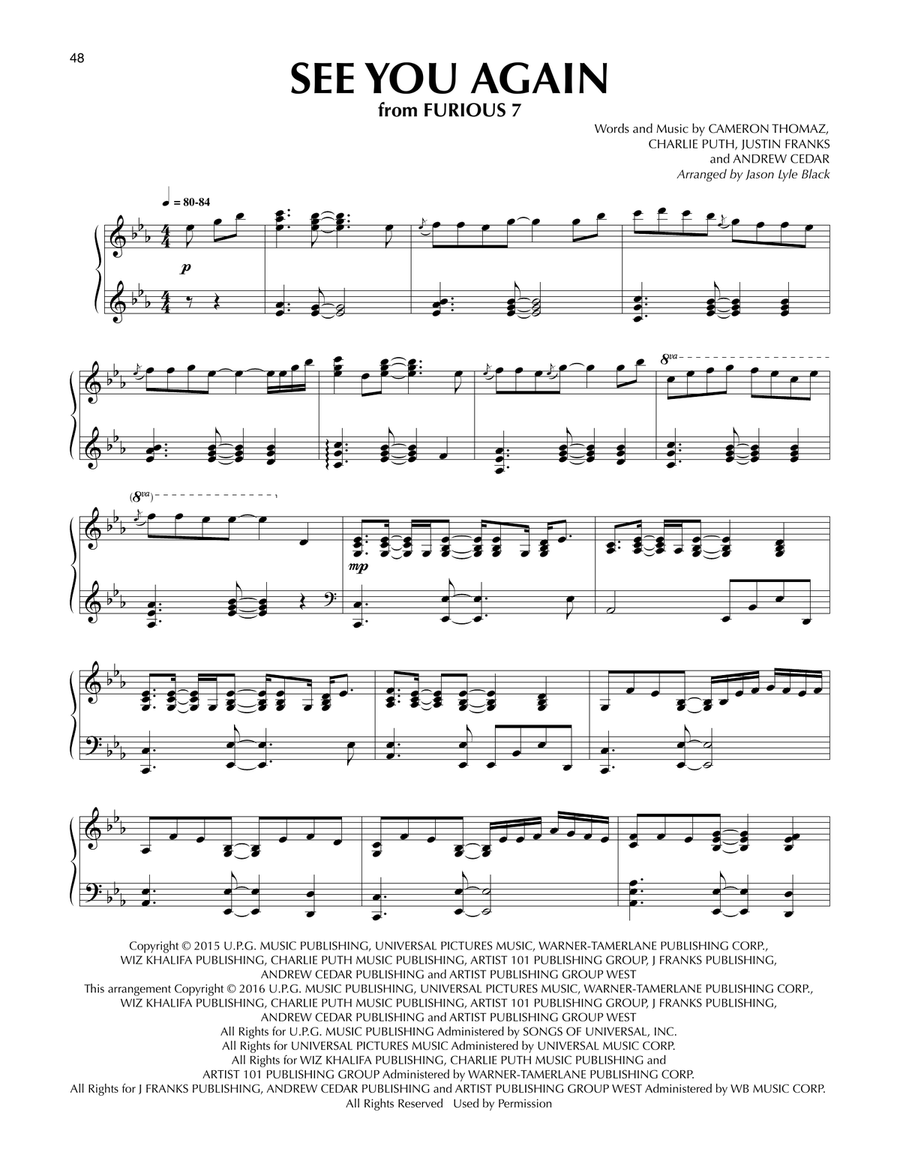 See You Again (feat. Charlie Puth) (arr. Jason Lyle Black) Piano Solo scores gallery preview page 1