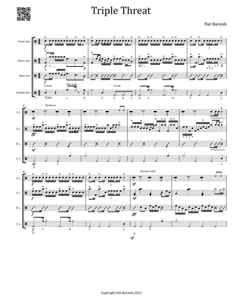 Triple Threat Percussion Ensemble scores gallery preview page 1
