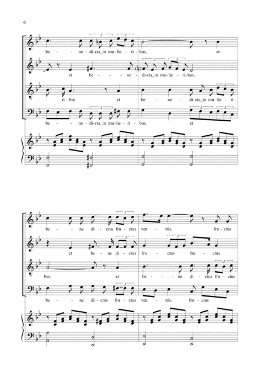 AVE MARIA by F. Schubert - Arr. for SATB Choir and Piano - Latin Lyrics 4-Part scores gallery preview page 6