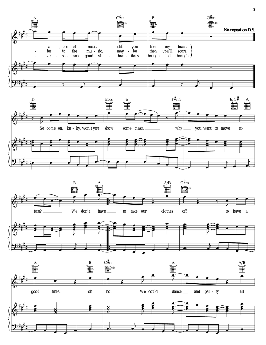 We Don't Have To Take Our Clothes Off Piano, Vocal, Guitar scores gallery preview page 3