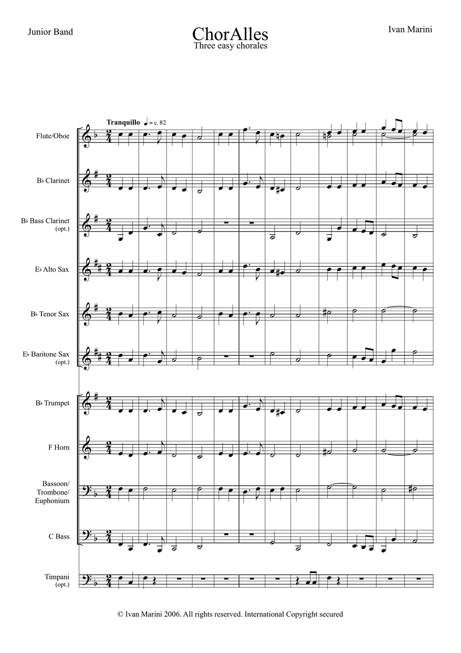 ChorAlles - Easy Chorales for Junior or Beginning Band (grade 1) Concert Band scores gallery preview page 3