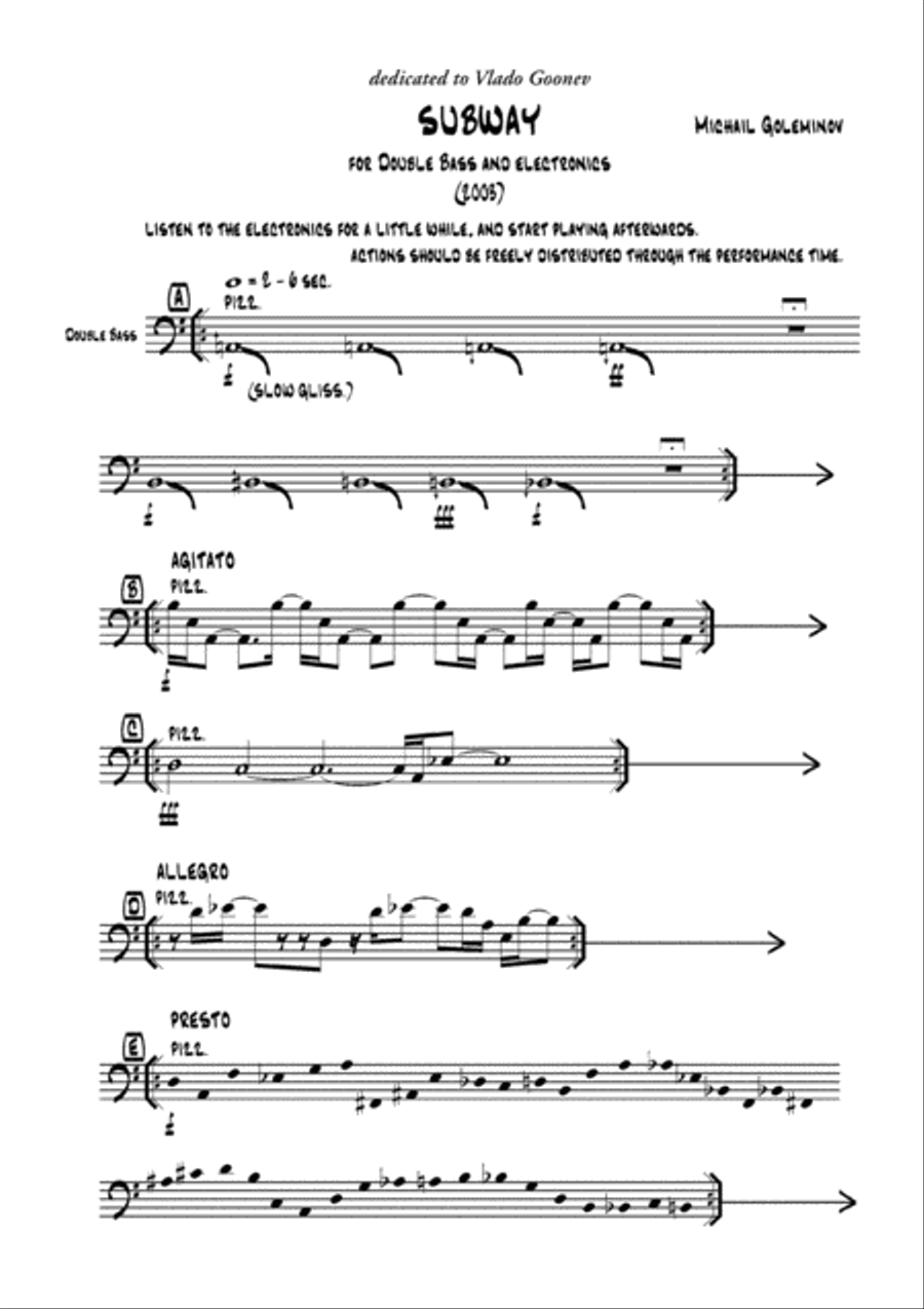 SUBWAY for double bass and electronics Double Bass scores gallery preview page 2