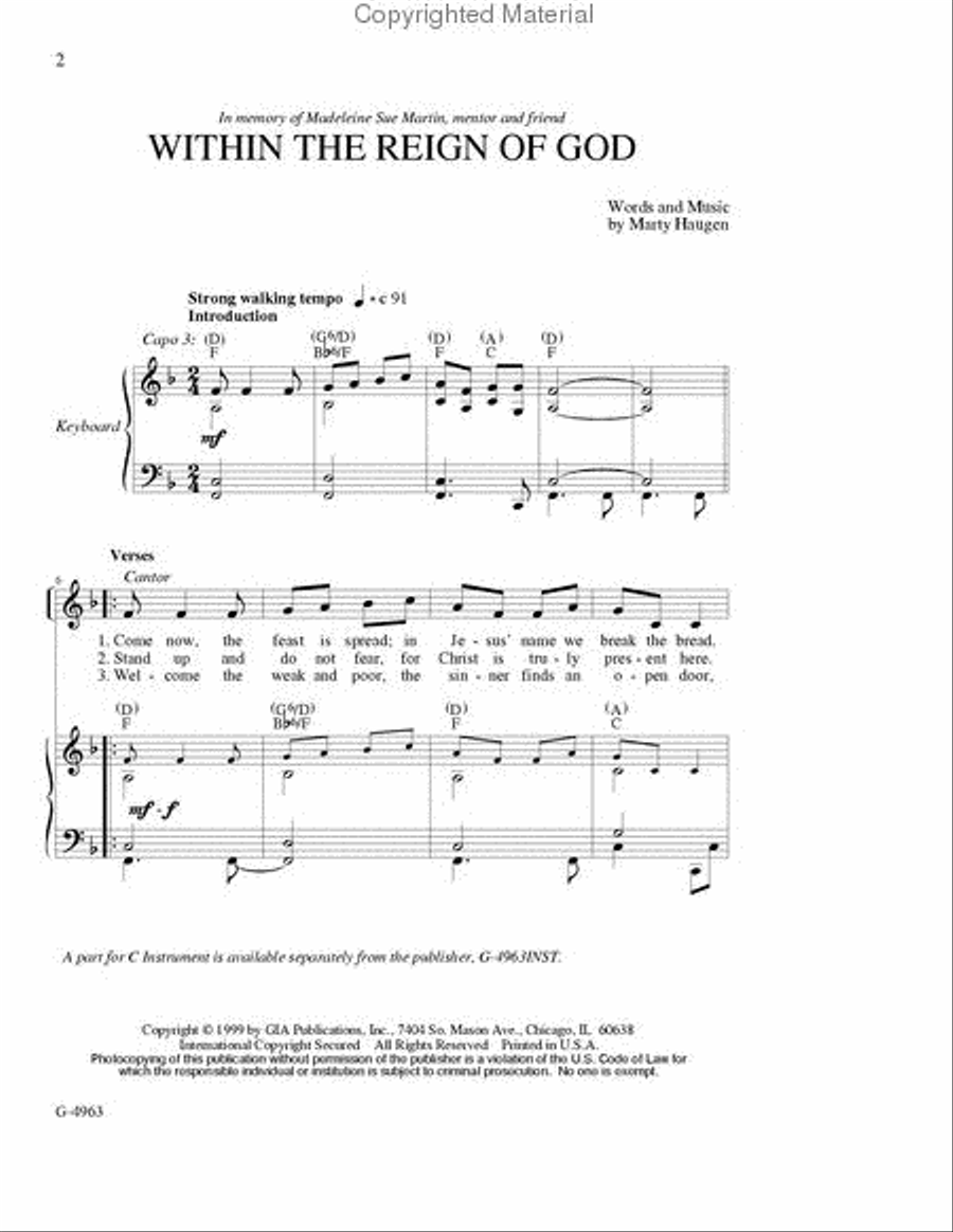 Within the Reign of God 4-Part scores gallery preview page 2