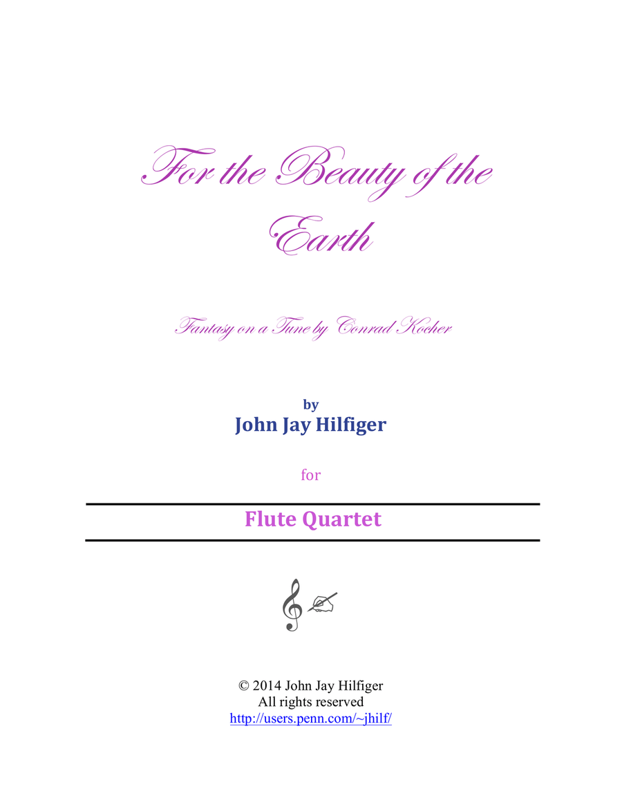 For the Beauty of the Earth: Fantasy for Flutes on a tune by Conrad Kocher Woodwind Ensemble scores gallery preview page 1