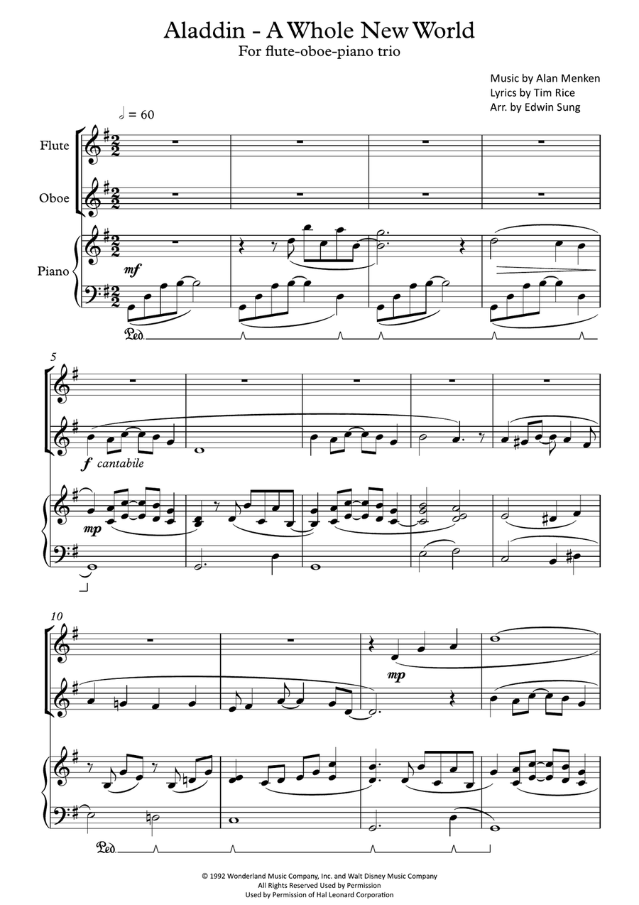A Whole New World (from 'Aladdin') Small Ensemble scores gallery preview page 1