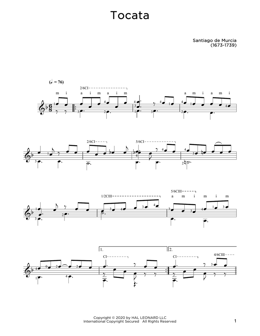 Tocata Acoustic Guitar scores gallery preview page 1