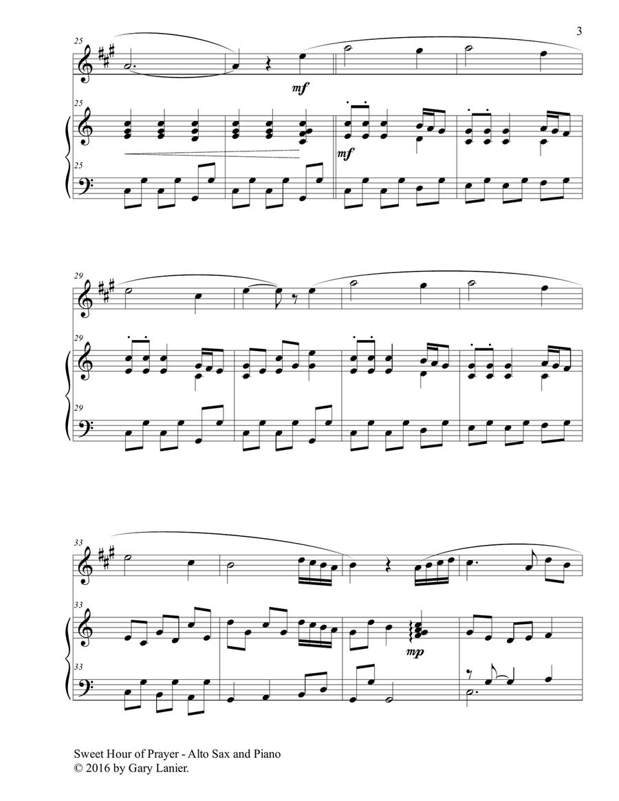 SWEET HOUR OF PRAYER (Duet – Alto Sax & Piano with Score/Part) Woodwind Duet scores gallery preview page 4