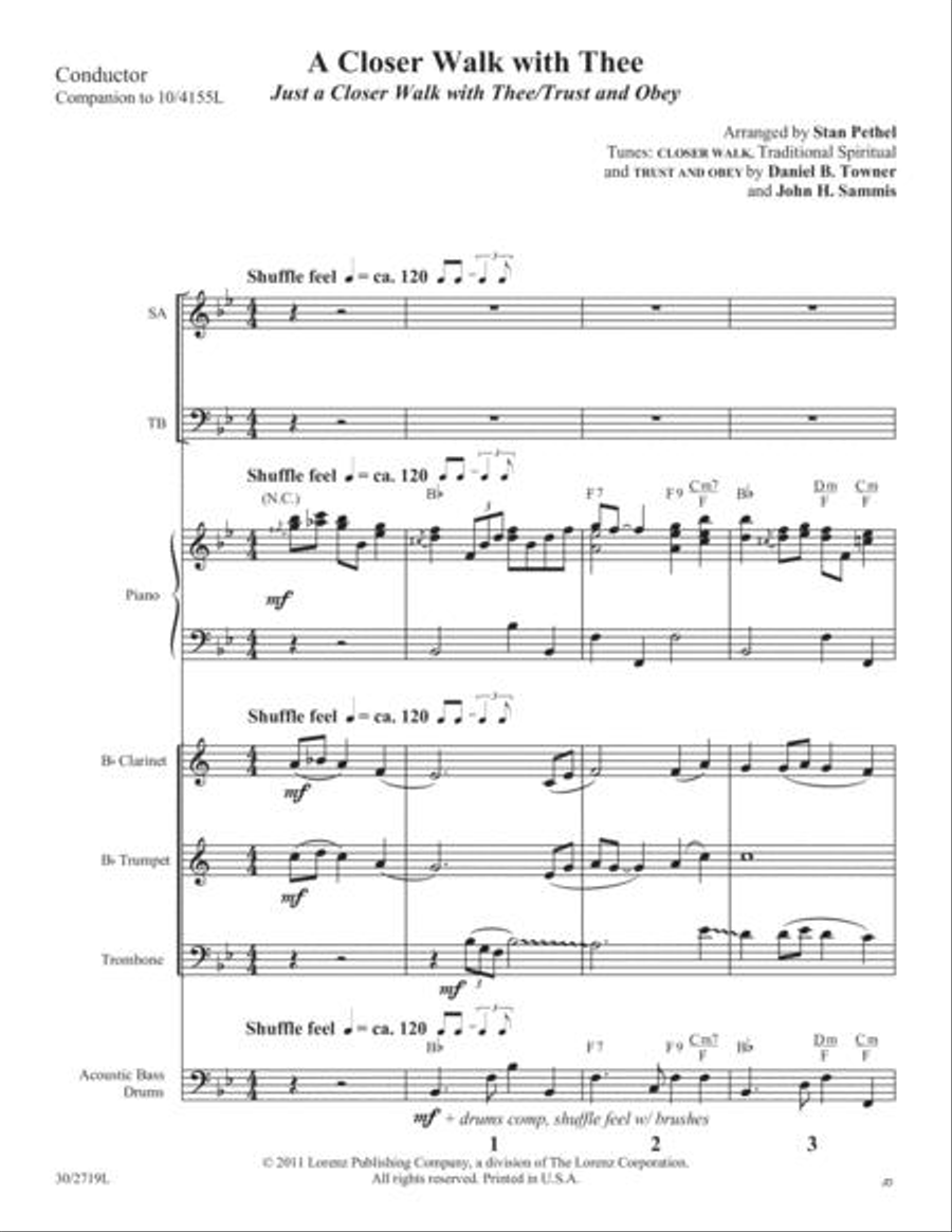 A Closer Walk with Thee - Instrumental Score and Parts Choir scores gallery preview page 2