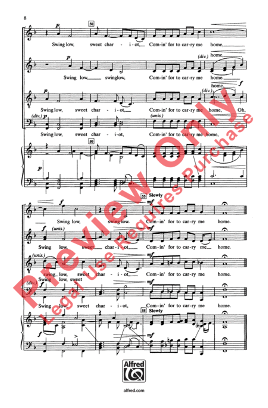 Swing Low, Sweet Chariot 4-Part scores gallery preview page 8