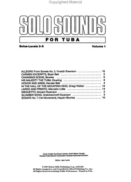 Solo Sounds for Tuba, Volume 1