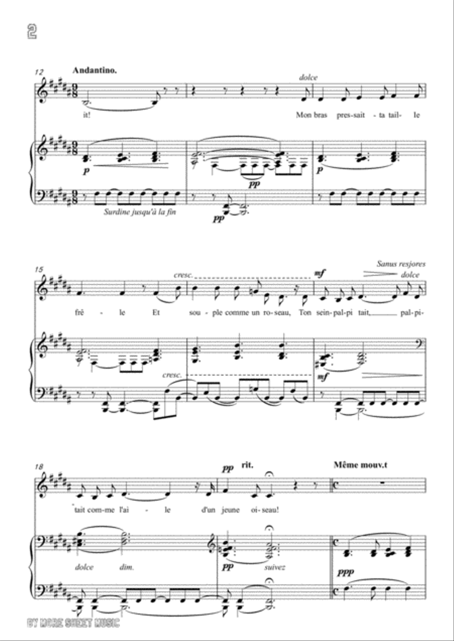 Lalo-Souvenir in B Major,for Voice and Piano Voice Solo scores gallery preview page 4