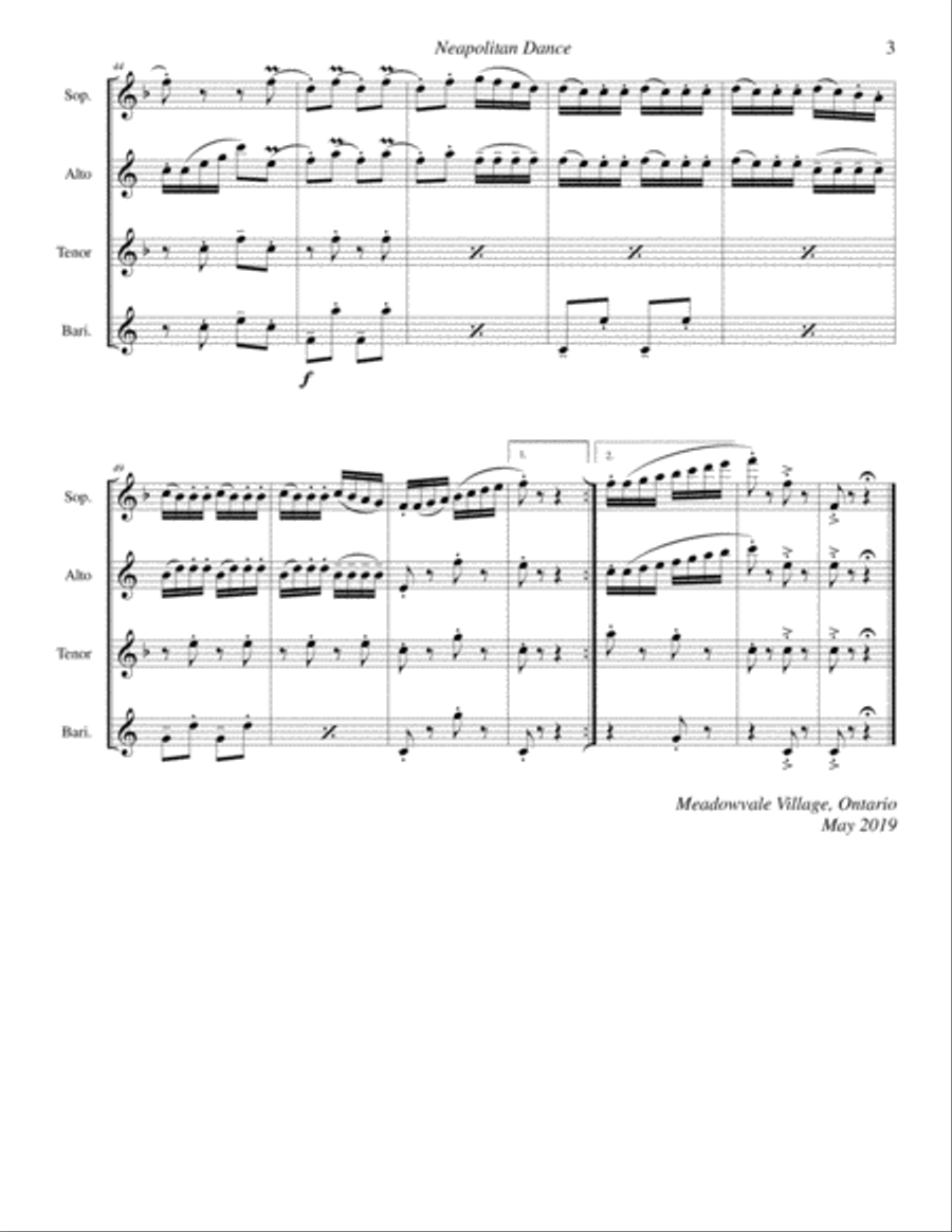 Neapolitan Dance from Swan Lake Saxophone Quartet scores gallery preview page 5