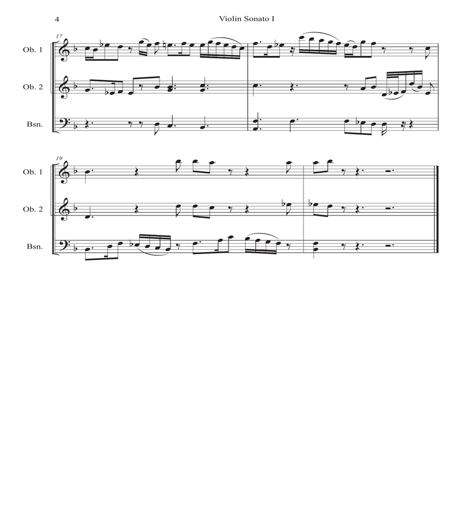 Siciliana from Sonata I for Solo Violin arranged for 2 Oboes and 1 Bassoon image number null