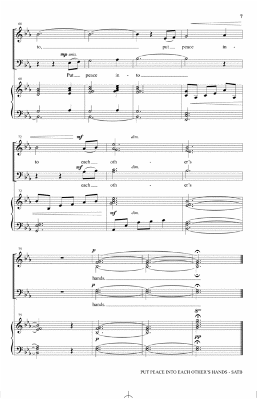 Put Peace Into Each Other's Hands (arr. John Purifoy) 4-Part scores gallery preview page 6