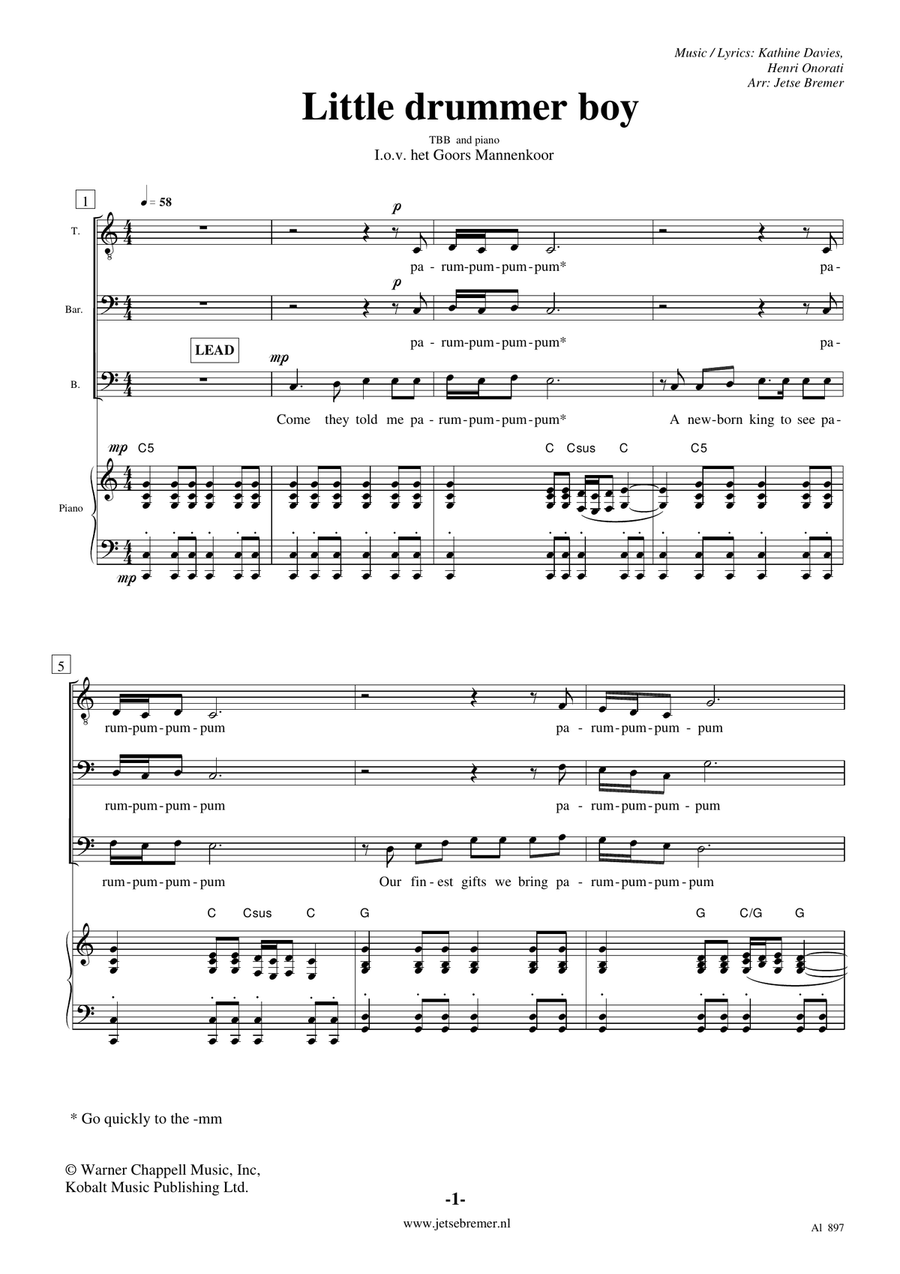 The Little Drummer Boy 3-Part scores gallery preview page 1