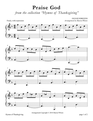 Praise God from Whom All Blessings Flow (LARGE PRINT Piano Solo)