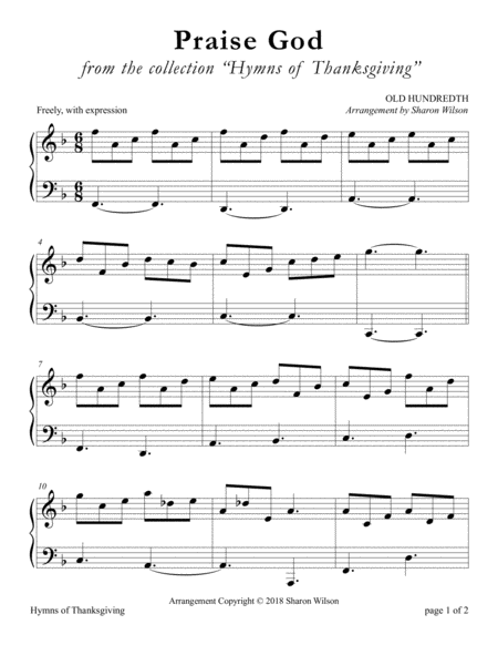 Praise God from Whom All Blessings Flow (LARGE PRINT Piano Solo) image number null