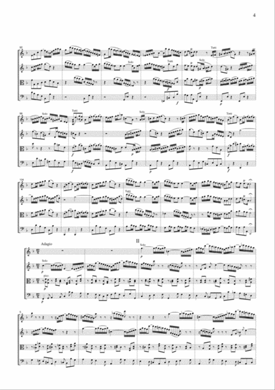 J.S.Bach Concerto for Violin and Oboe in d BWV1060, for string quartet, CB225 String Quartet scores gallery preview page 4