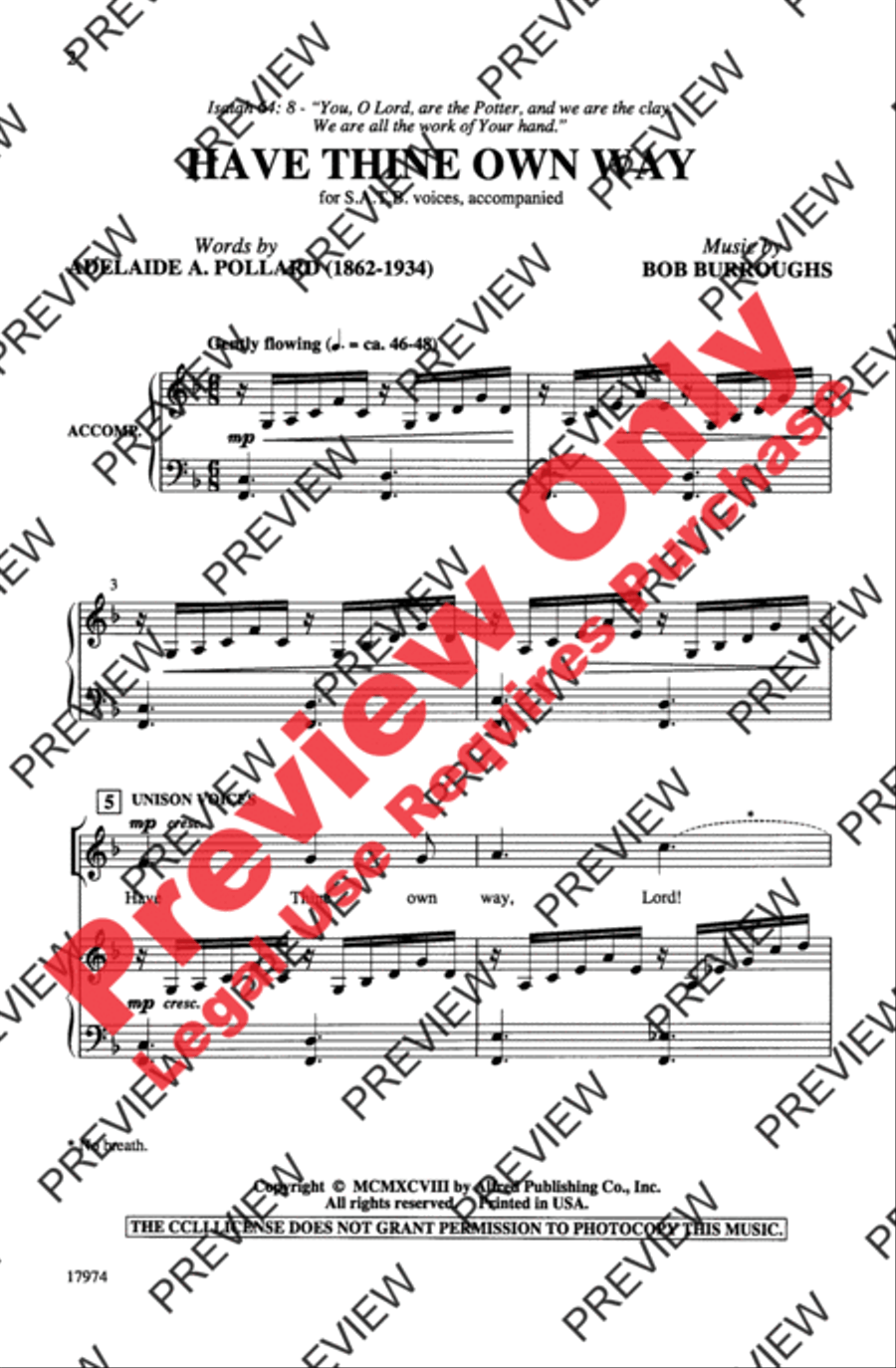 Have Thine Own Way 4-Part scores gallery preview page 9