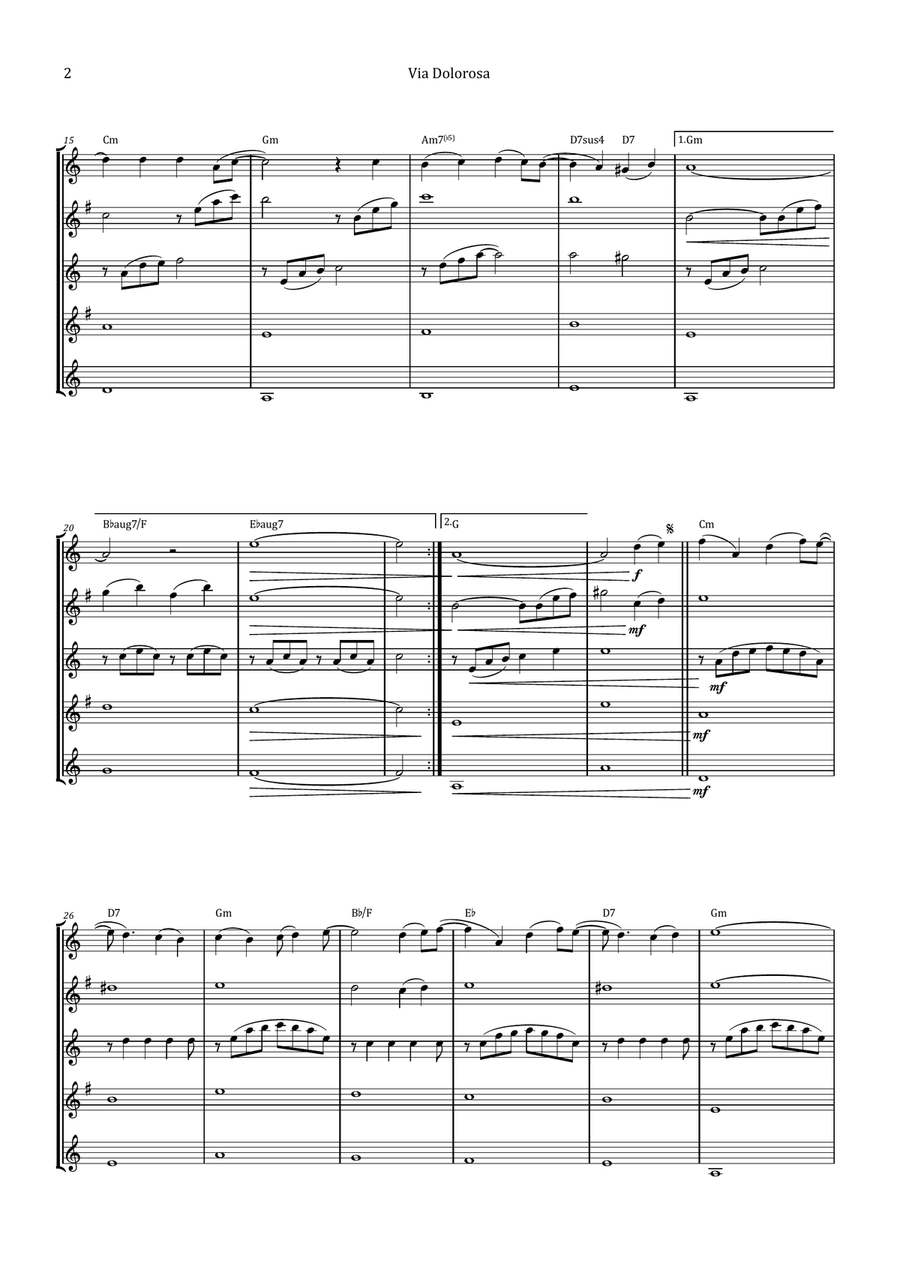 Via Dolorosa Saxophone Quintet scores gallery preview page 2