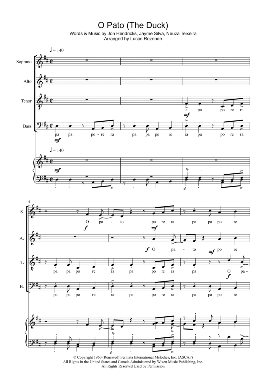 O Pato (the Duck) 4-Part scores gallery preview page 1
