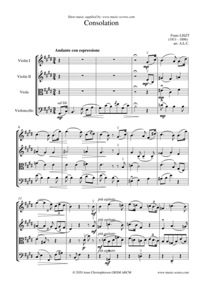 Consolation No. 5 in E Major - String Quartet