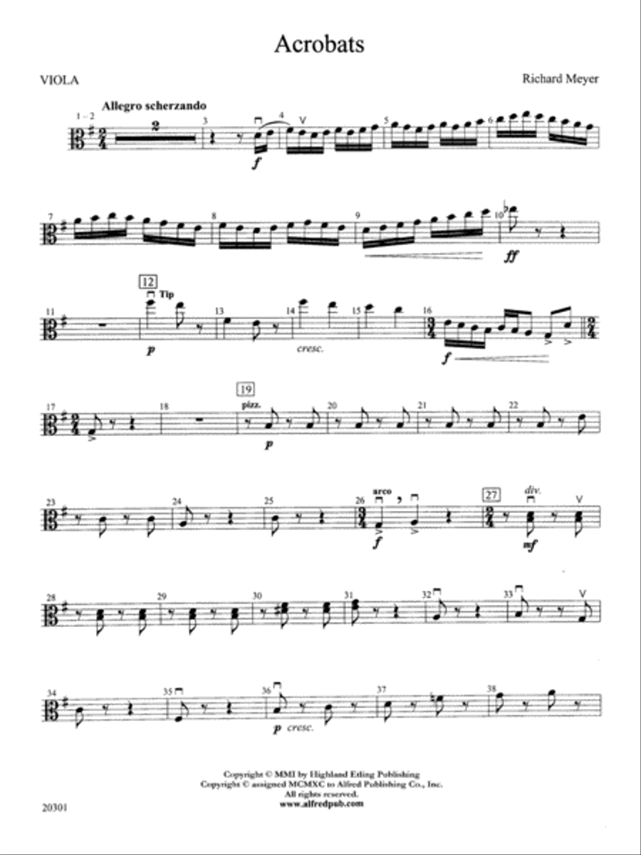 Acrobats: Viola String Orchestra scores gallery preview page 1